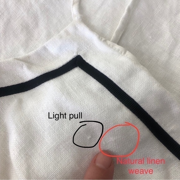 Zara 100% Linen White with‎ Black Trim Fit Flare Dress Sz L - Picture 10 of 14